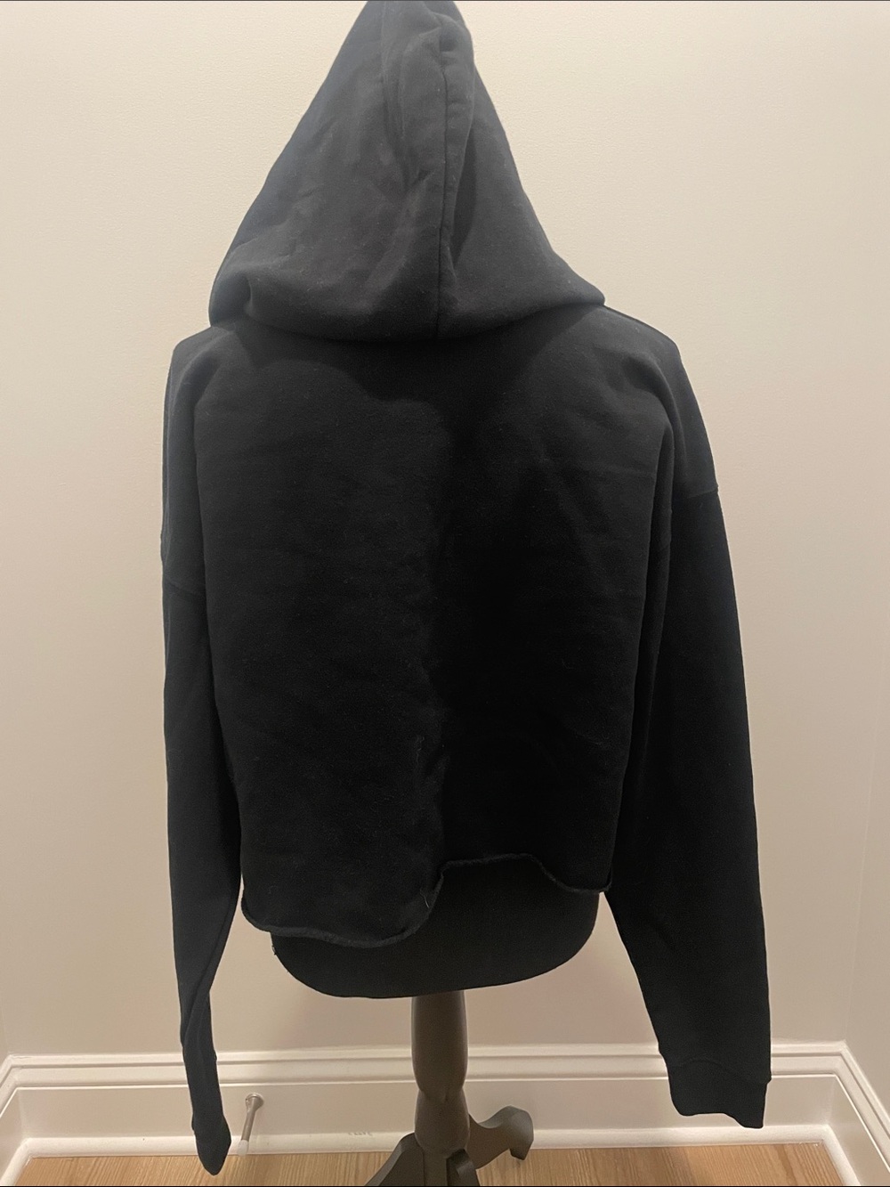 wild fable Black Cropped Hoodie with White Drawstring - Picture 2 of 3